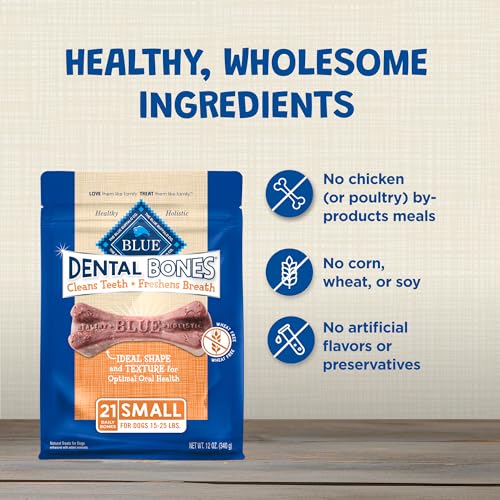 Blue Buffalo Dental Bones Small Natural Dental Chew Dog Treats Bag Value Pack