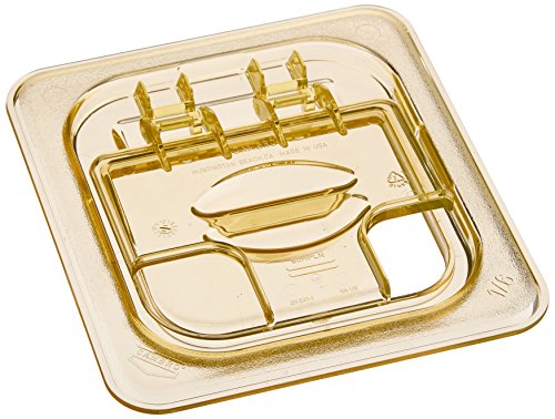 Cambro 60HPLN150 Amber 1/6 Size Notched H-Pan FlipLid