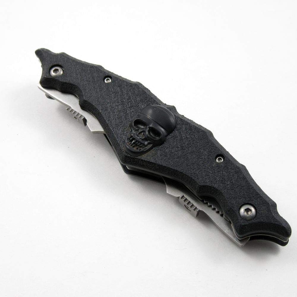 Szco Supplies Black Skull Folding Knife