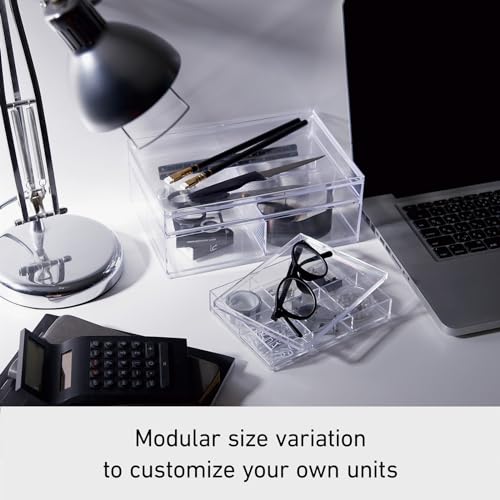 Like-It | MX-T11 | System Tray | Stackable Organizer | Drawer Organizer | A6 | 6 Divide |4.53" × 6.06" × 1.18" | Clear |