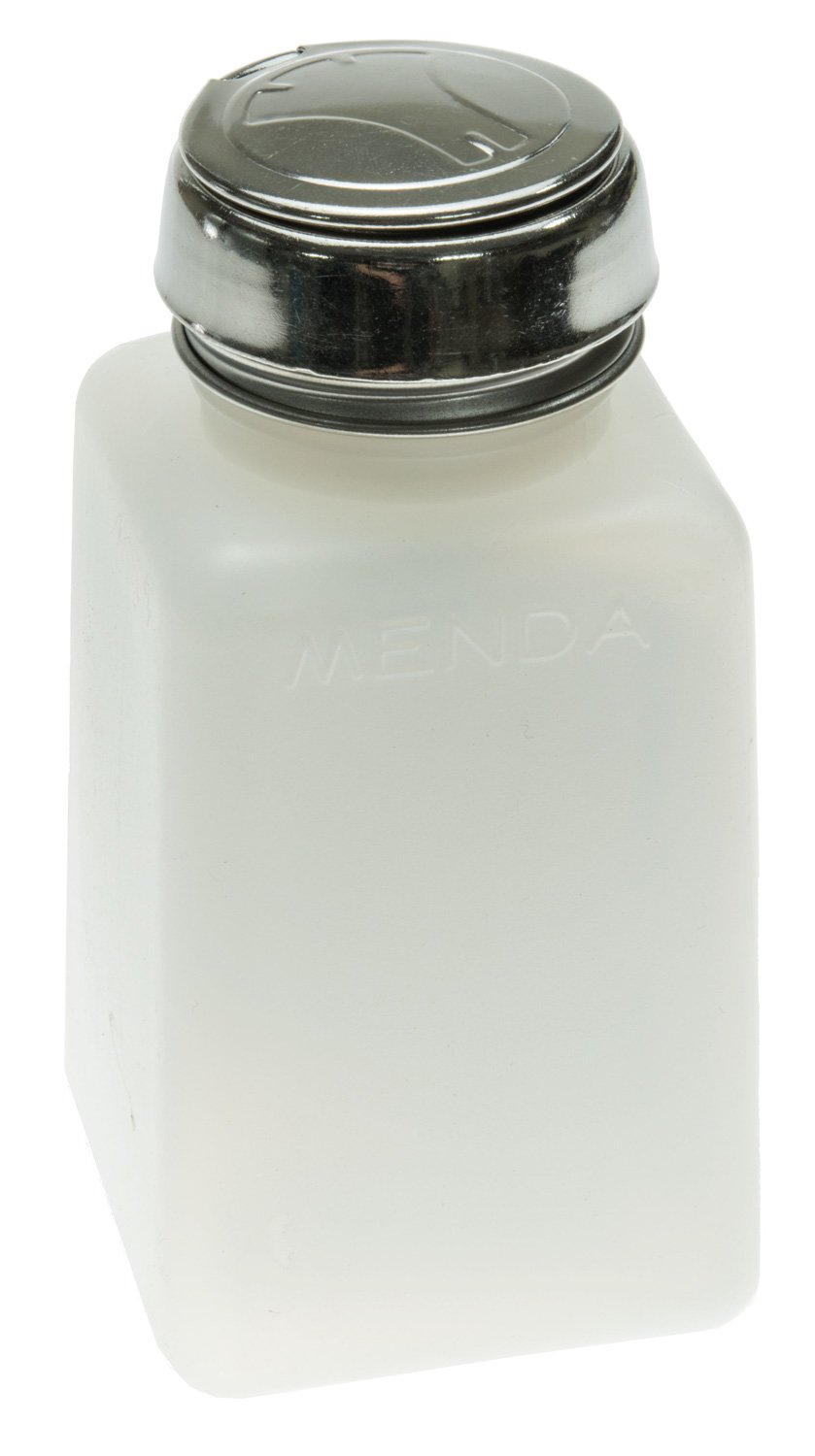 MENDA 35309 High-Density Polyethylene/Hdpe/Steel/Low-Density Polyethylene/Ldpe Dispensing Bottle, One-Touch Liquid Dispenser Pump, Natural Square HDPE, 6 oz., 6 fl. oz. Capacity