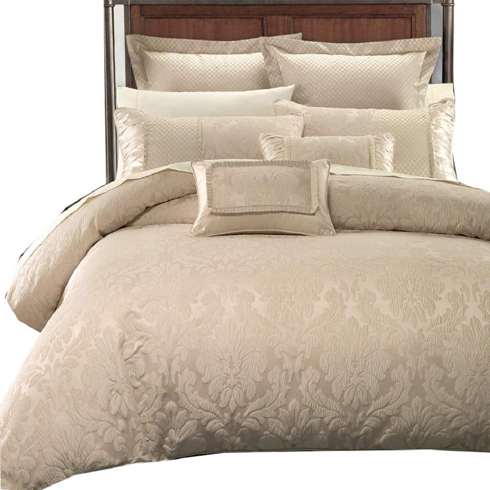 Wholesalebeddings Sara Jacquard Duvet Cover Set, Multi-Tone of Beige (Queen)