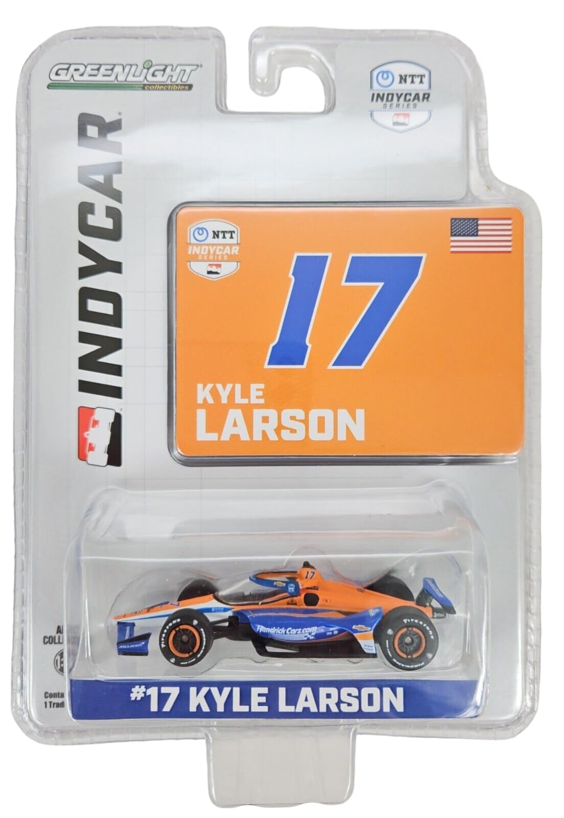 Greenlight 11576 2024 NTT IndyCar Series #17 Kyle Larson HendrickCars.com Arrow HendrickCars 1:64 Scale