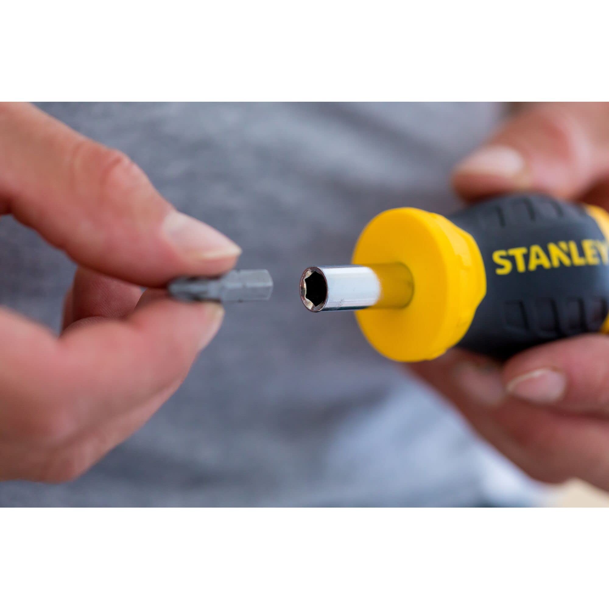 Stanley 0-66-357 Bit-Screwdriver with 6 Bits Slotted/PH, Black/Yellow