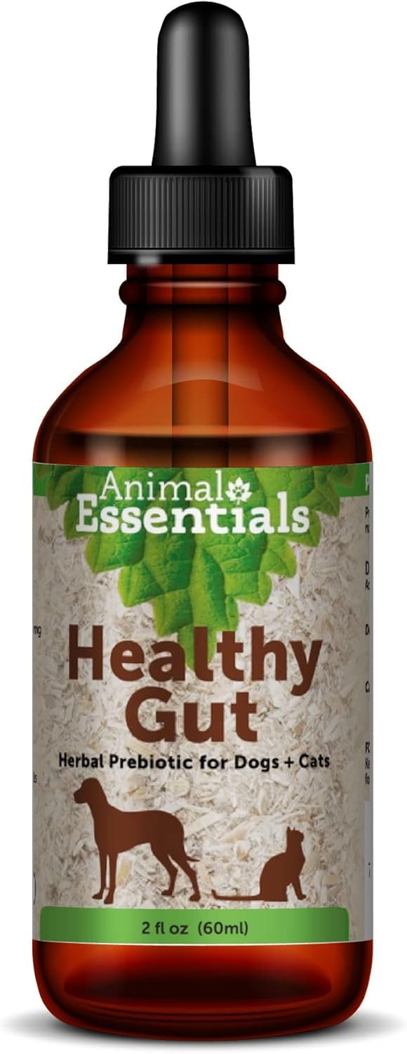 Animal Essentials Healthy Gut - Herbal Prebiotic for Dogs & Cats, Gut Health Blend, Herbal Formula, Organic Human Grade Herbs, Veterinarian Recommended, Liquid Tonic - 2 Fl Oz