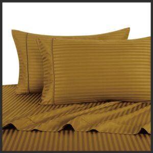 royal hotel's striped bronze 300-thread-count 3pc queen duvet-cover 100-percent cotton, sateen striped, 100% cotton