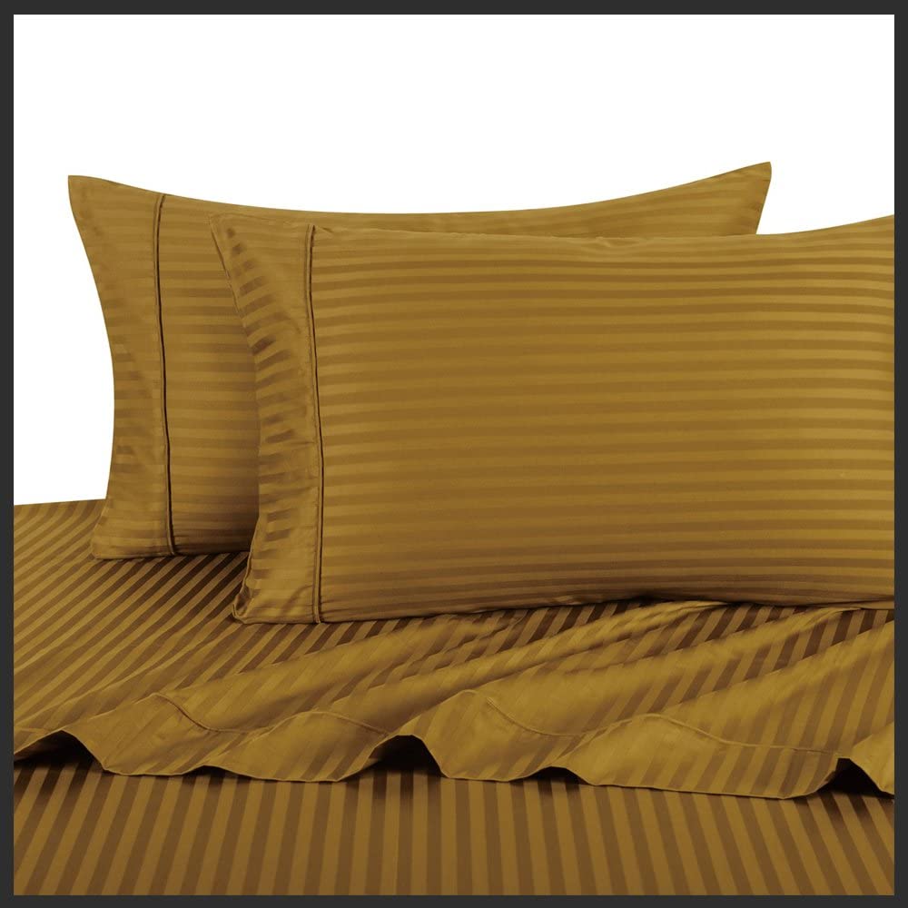 Royal Hotel's Striped Bronze 300-Thread-Count 3pc Queen Duvet-Cover 100-Percent Cotton, Sateen Striped, 100% Cotton