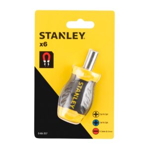 Stanley 0-66-357 Bit-Screwdriver with 6 Bits Slotted/PH, Black/Yellow