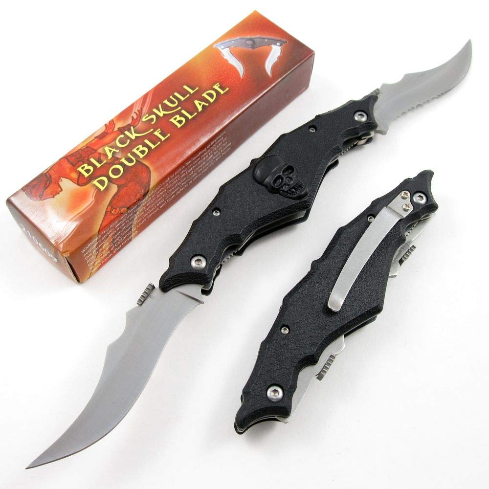 Szco Supplies Black Skull Folding Knife