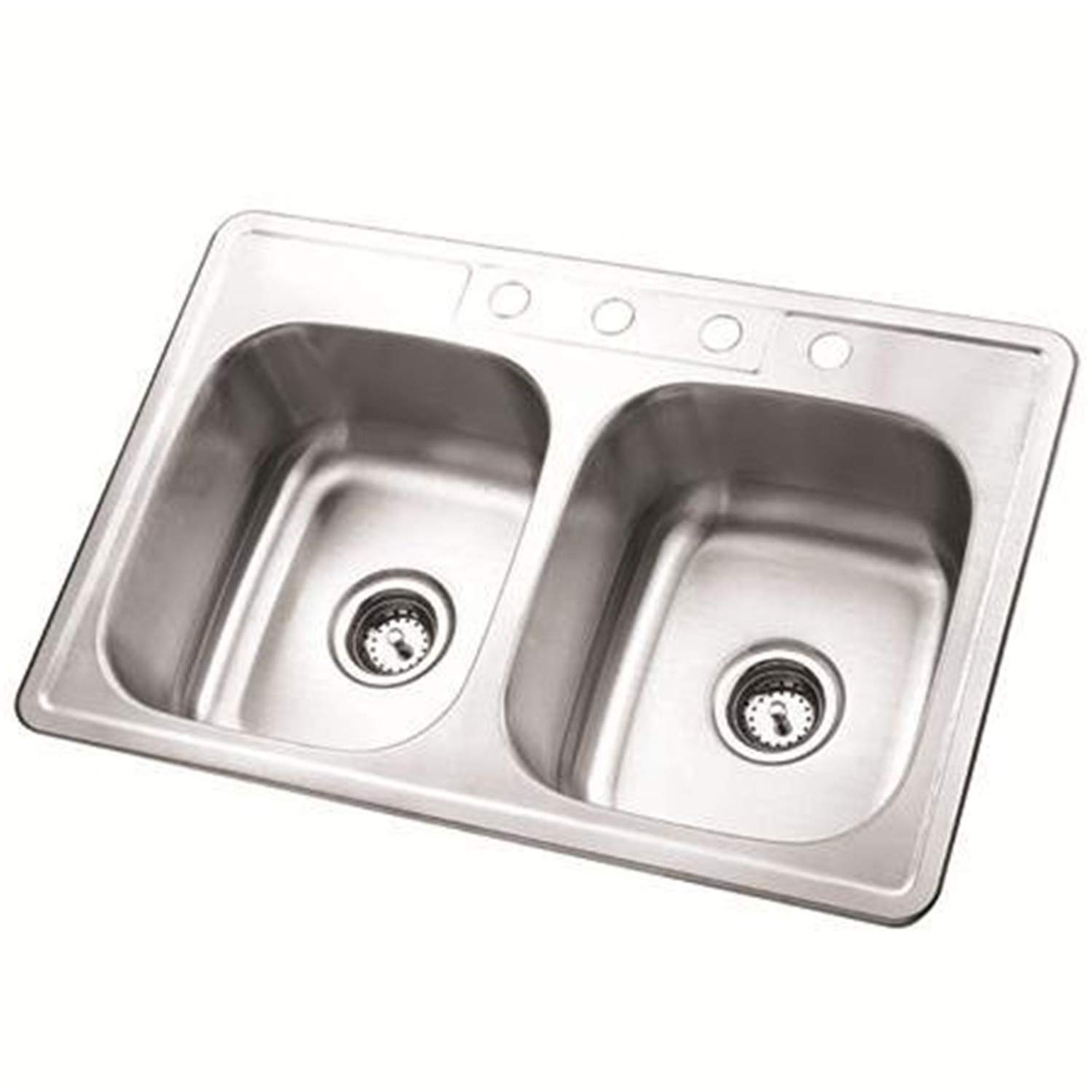 Gourmetier Studio GKTD33228 Self-Rimming Double Bowl Kitchen Sink, Satin Nickel