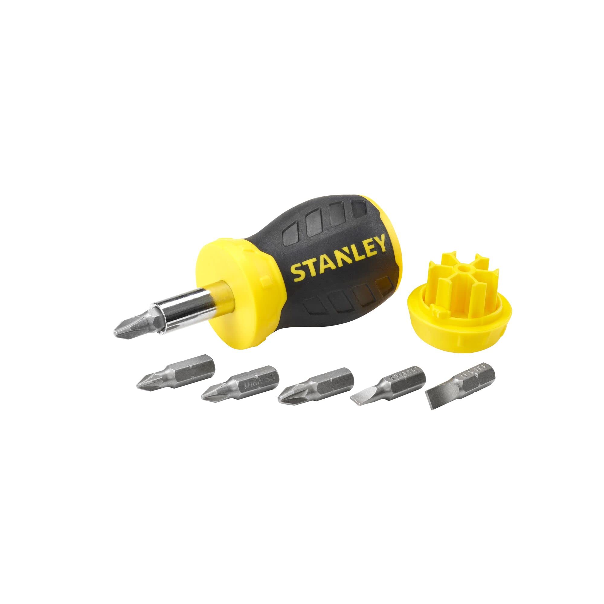 Stanley 0-66-357 Bit-Screwdriver with 6 Bits Slotted/PH, Black/Yellow