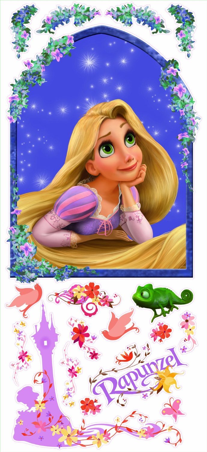 RoomMates RMK1525GM Tangled-Rapunzel Peel & Stick Giant Wall Decals, Purple