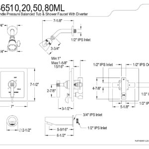 Kingston Brass KB86550ML Milano Tub and Shower Faucet, Oil Rubbed Bronze