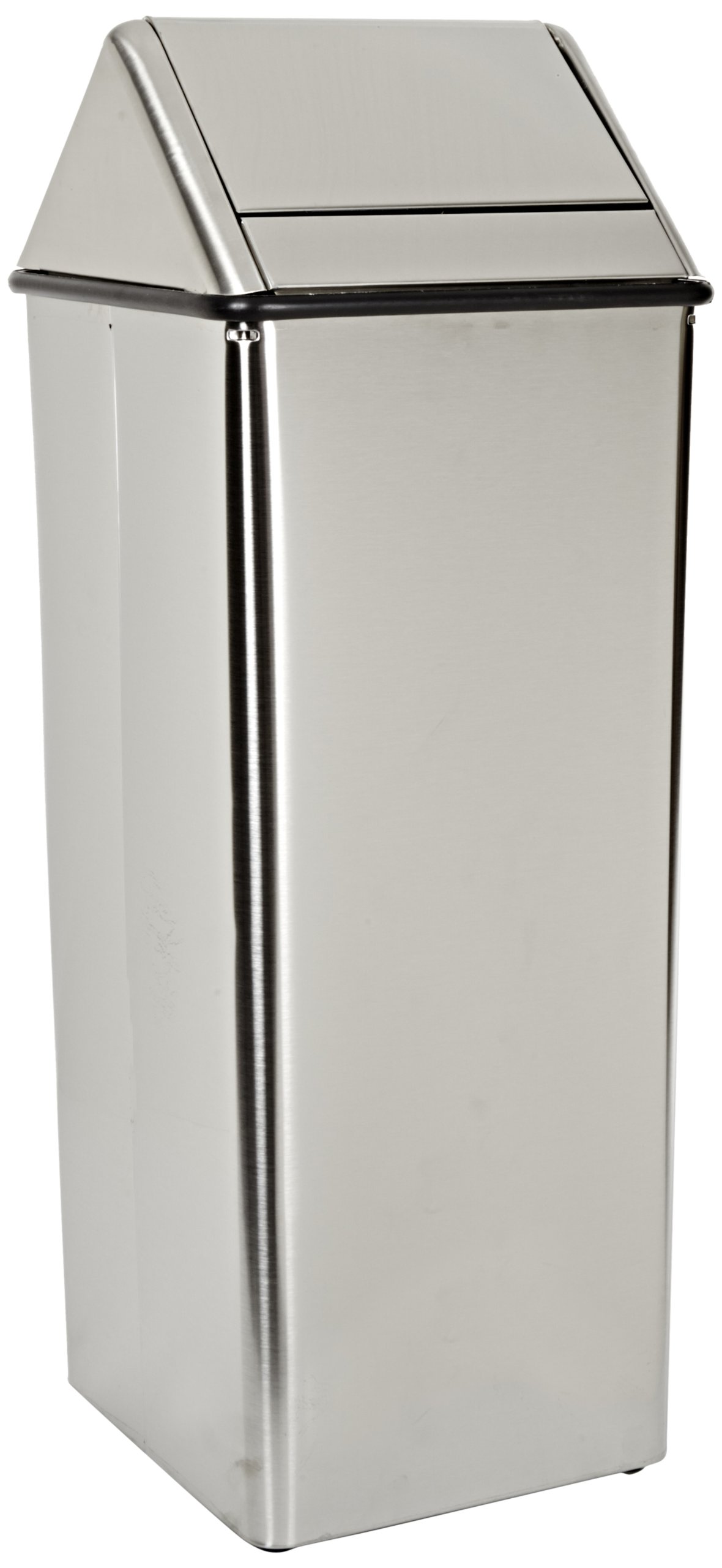 Witt Industries 1411HTSS Stainless Steel 21-Gallon Waste Watcher Hamper and Swing Top Receptacle, Square, 15" Width x 15" Depth x 38" Height, Silver