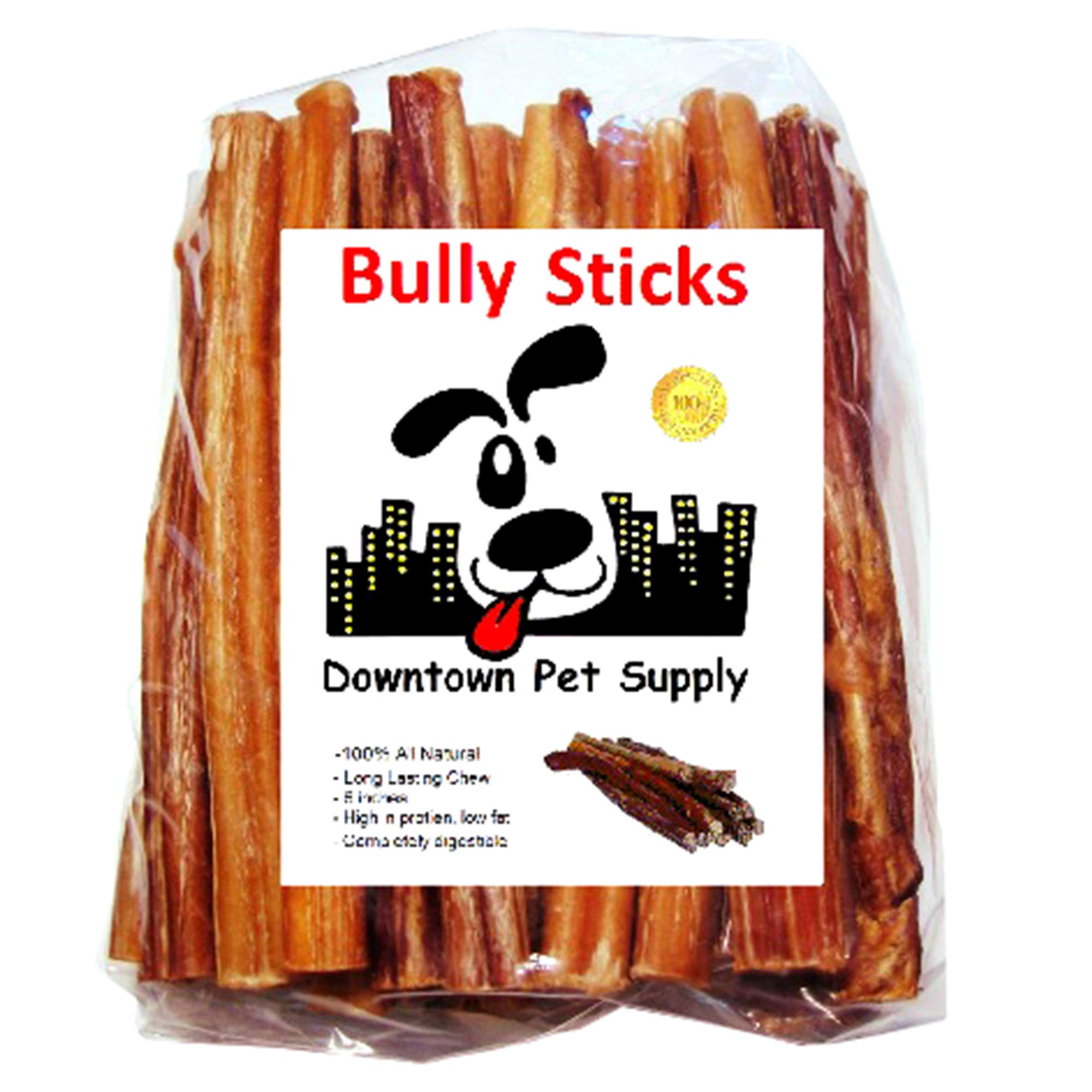 Downtown Pet Supply 6-inch Bully Sticks for Dogs, Pack of 18 - Single Ingredient, Nutrient-Rich and Odor Free Bully Sticks for Dogs - Rawhide Free Dog Chews Long Lasting and Non-Splintering