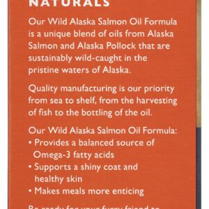 Alaska Naturals – Wild Alaska Salmon Oil Formula Dog Food Topper – EPA and DHA Omega-3 - Supplement for Healthy Skin, Shiny Coat – Made in The USA – 8 oz. Pump Bottle