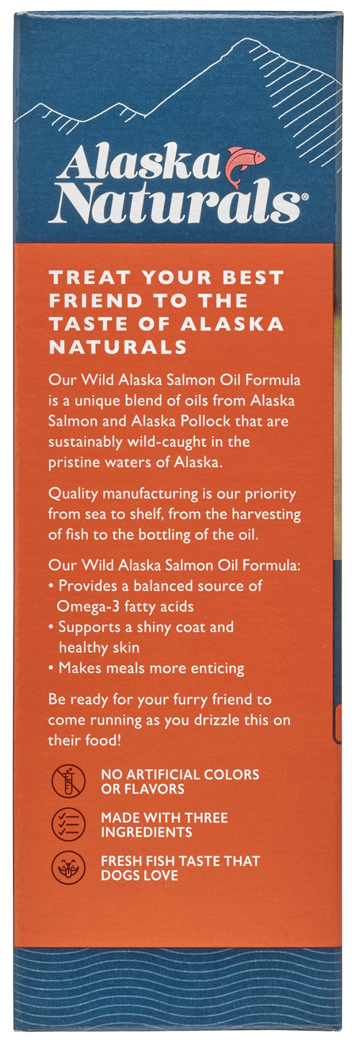 Alaska Naturals – Wild Alaska Salmon Oil Formula Dog Food Topper – EPA and DHA Omega-3 - Supplement for Healthy Skin, Shiny Coat – Made in The USA – 8 oz. Pump Bottle