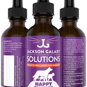 Jackson Galaxy: Happy Tummy (2 oz.) - Pet Solution -Help with Stress and Discharge Toxins - Can Aid With Stomach Issues (IBD, Constipation, etc.) - All-Natural Formula - Reiki Energy