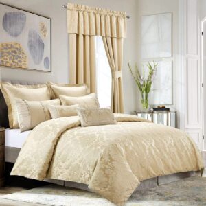 Wholesalebeddings Sara Jacquard Cotton Blend, King-California King 7PC Cover Set, Multi-Tone of Beige