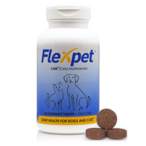 Flexpet with CM8 Chewable Tablets for Joint Pain Relief in Dogs; Hip & Joint Pain Supplement Containing Cetyl Myristoleate (CM8) & Glucosamine: Single Bottle - 60 Chewable Tablets