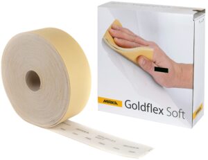 mirka goldflex soft hand sanding sheets 4.5 inch x 5 inch/grit 320/200 pcs on a roll