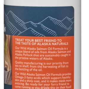 Alaska Naturals – Wild Alaska Salmon Oil Formula Dog Food Topper – EPA and DHA Omega-3 - Supplement for Healthy Skin, Shiny Coat – Made in The USA – 8 oz. Pump Bottle