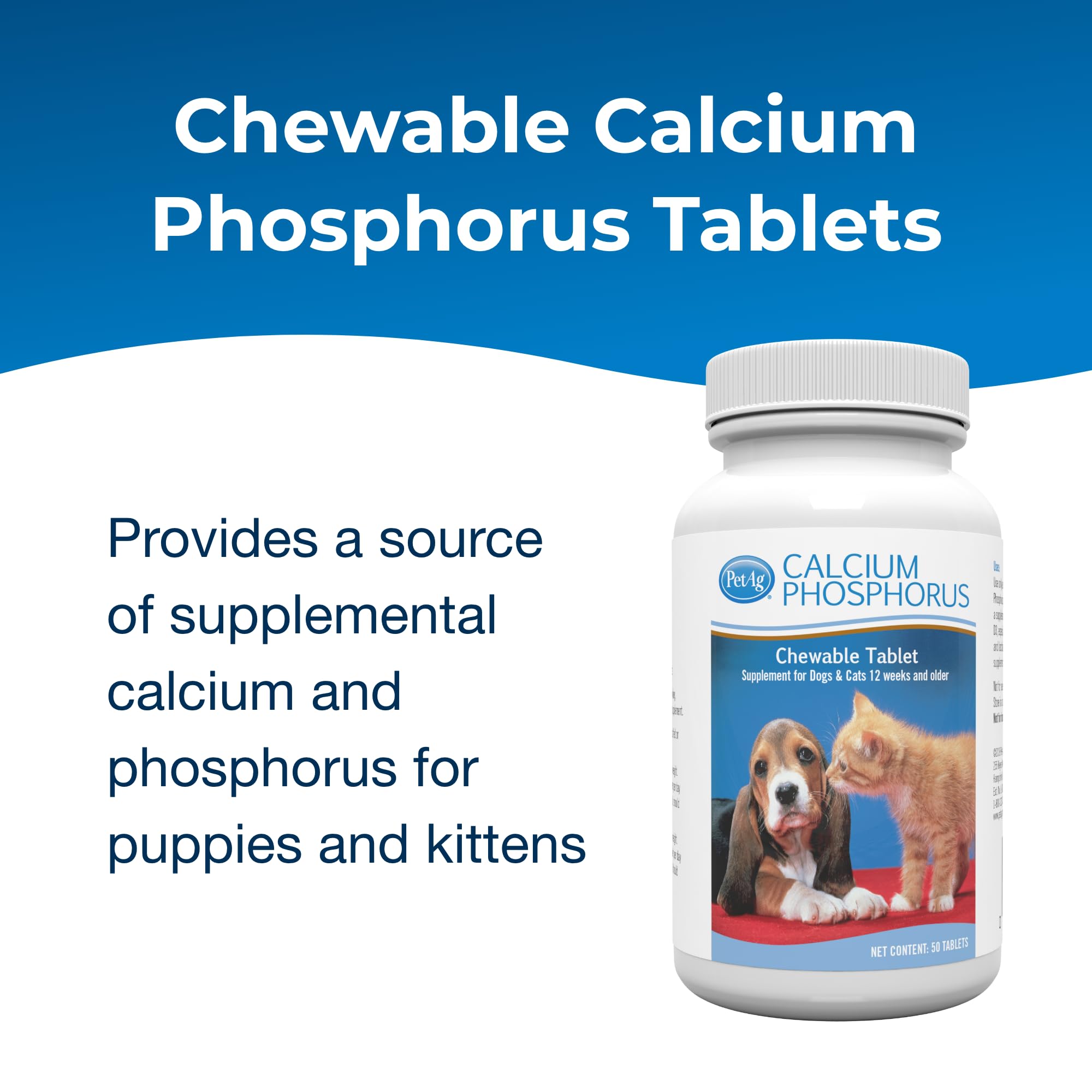 PetAg® Calcium Phosphorus Tablets for Cats & Dogs, 50ct