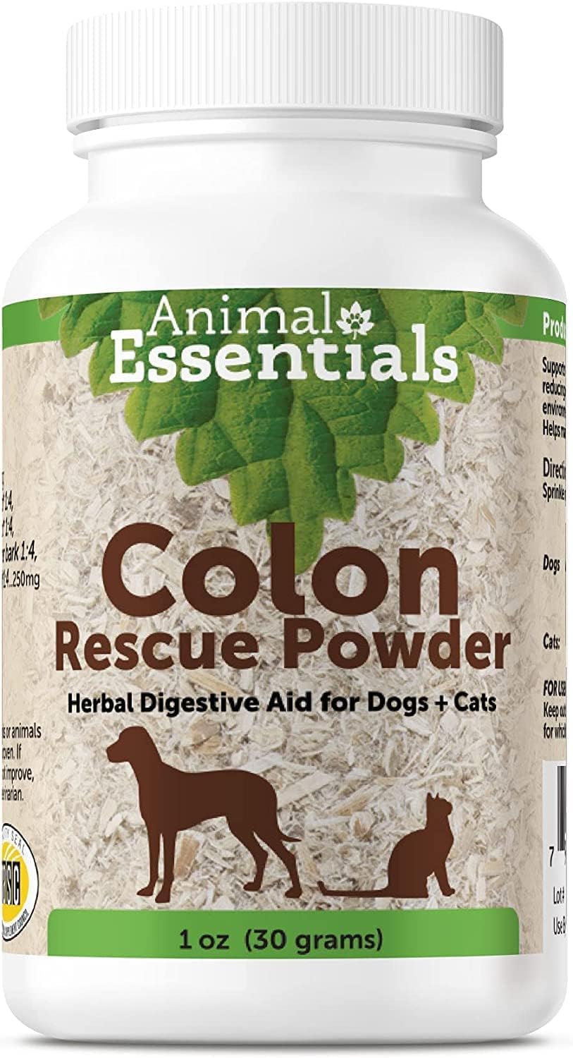 Animal Essentials Colon Rescue Powder - Herbal Digestive Aid for Dogs & Cats, Phytomucil, Healthy Gastrointestinal Tract, Certified Organic Herbs, No Preservatives, Glycerin-Based Formula - 1 Oz