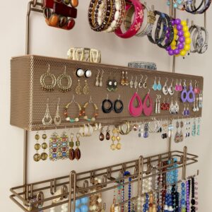 Longstem Organizers Over the Door, Wall Jewelry Organizer #7100 in Bronze, Holds Over 300 Pieces