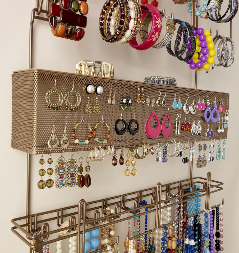 Longstem Organizers Over the Door, Wall Jewelry Organizer #7100 in Bronze, Holds Over 300 Pieces