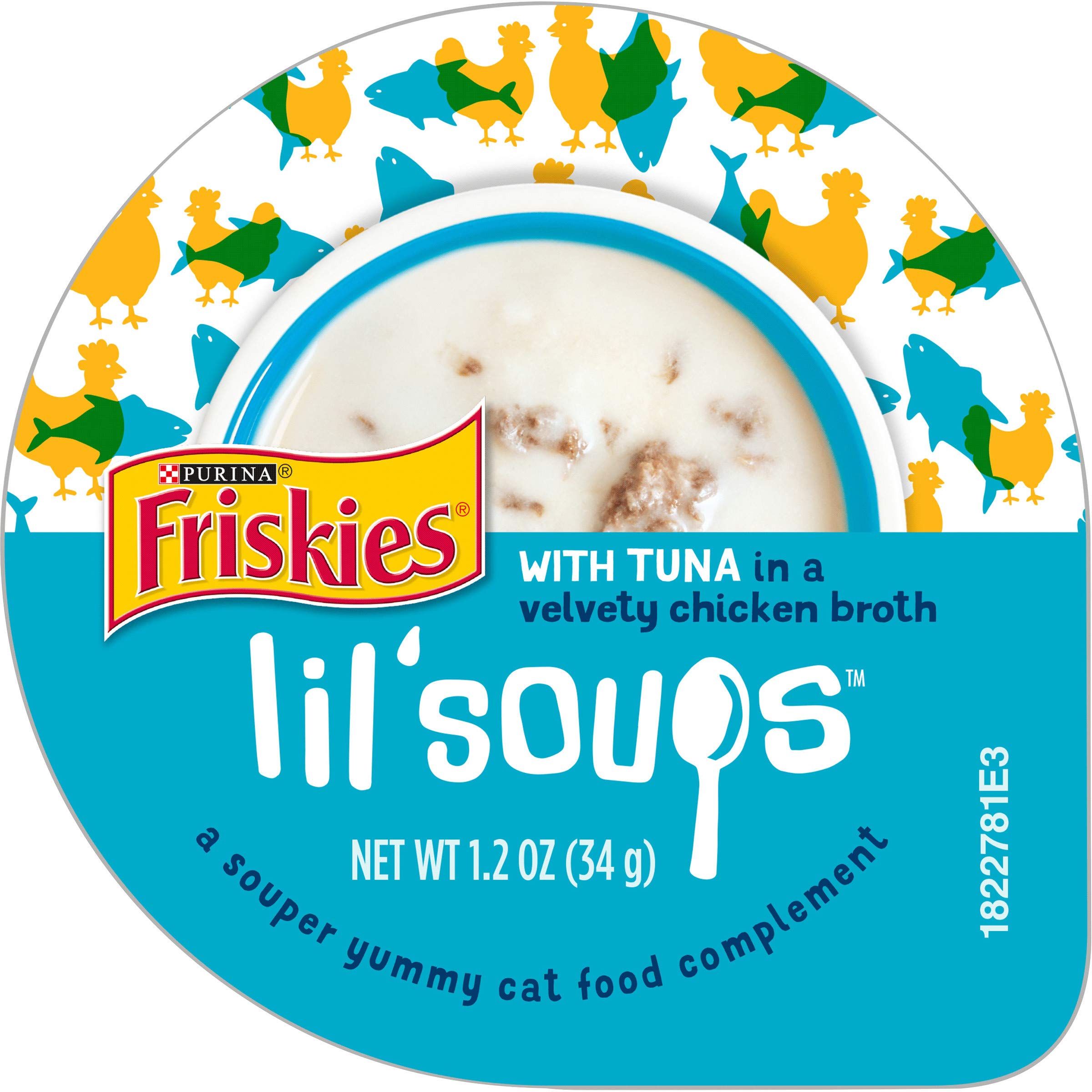 Purina Friskies Natural, Grain Free Wet Cat Food Lickable Cat Treats, Lil' Soups With Tuna in Chicken Broth - (Pack of 8) 1.2 oz. Cups