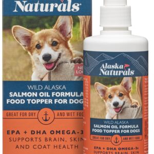 Alaska Naturals – Wild Alaska Salmon Oil Formula Dog Food Topper – EPA and DHA Omega-3 - Supplement for Healthy Skin, Shiny Coat – Made in The USA – 8 oz. Pump Bottle