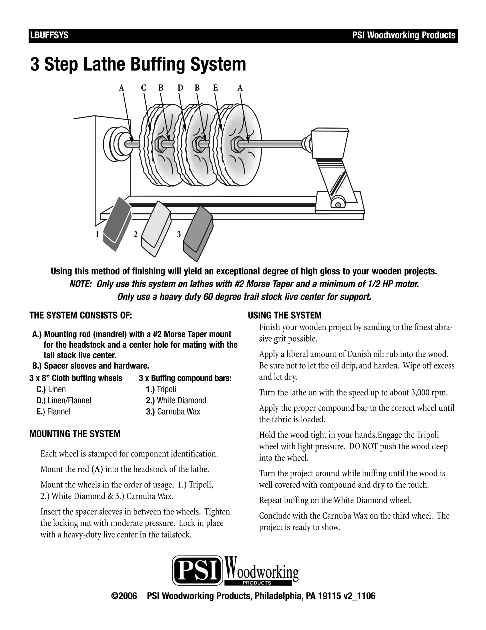 PSI Woodworking LBUFFSYS 3-Step Lathe Buffing System