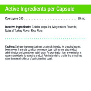 Only Natural Pet CoQ10 for Dogs & Cats, Heart and Cardiovascular Health Support, Coenzyme Q10 Ubiquinone - 90 Capsules