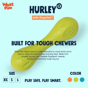 WEST PAW Zogoflex Hurley Dog Bone Chew Toy – Floatable Pet Toys for Aggressive Chewers, Catch, Fetch – Bright-Colored Bones for Dogs – Recyclable, Dishwasher-Safe, Non-Toxic, Large, Granny Smith