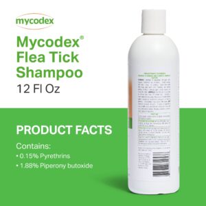 PRN Pharmacal Mycodex Flea and Tick Shampoo P3 - Sensitive Skin Shampoo for Dogs & Cats - with Oatmeal, Lanolin, & Aloe - Removes Dandruff, Dirt, & Scales While Killing Fleas, Ticks & Lice - 12 Fl Oz