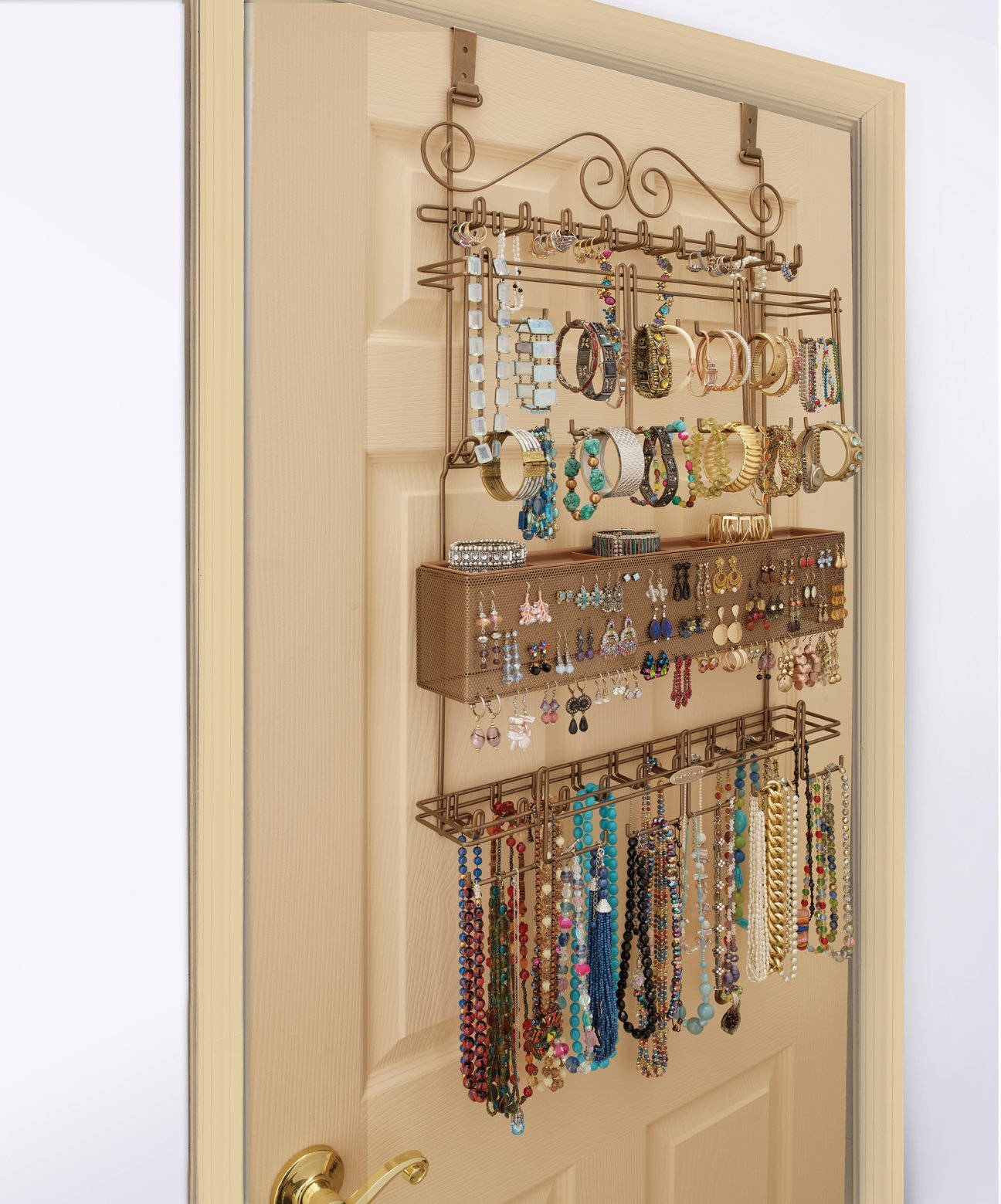 Longstem Organizers Over the Door, Wall Jewelry Organizer #7100 in Bronze, Holds Over 300 Pieces