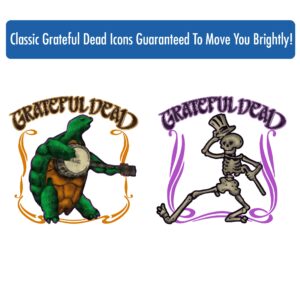 ICUP Grateful Dead Retro Pint Glass Set 4 Pack (terrapin, stealie, bear, skeleton), 16 oz