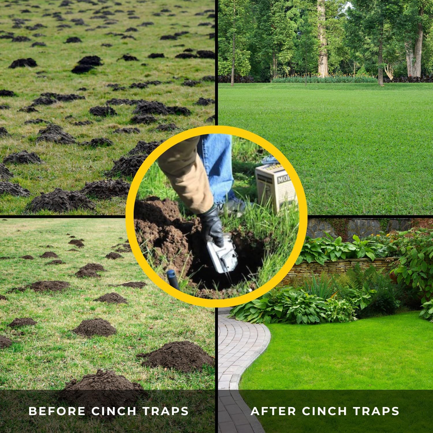 Cinch Gopher Trap - Professional-Grade Gopher Traps That Work Best, Heavy Duty, Reusable Rodent Trapping System - Ideal for Lawns, Gardens, Ranches, and More - Outdoor Use, Medium Size (3 Pack)