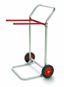 raymond 750 folding chair dolly with 8" x 1-3/4" skid-resistant rubber wheels, 180 lbs capacity, 27-3/4" width x 43" height x 22-1/2" depth