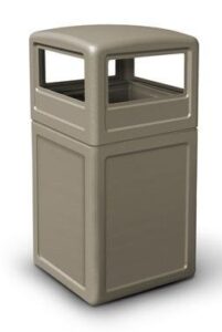 dci marketing commercial zone products 73290299 42-gallon square waste container with dome lid beige