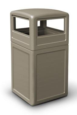 DCI Marketing Commercial Zone Products 73290299 42-Gallon Square Waste Container with Dome Lid Beige