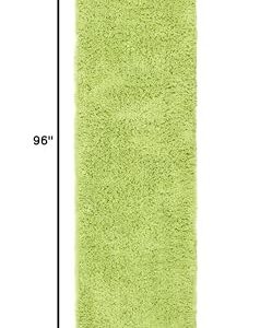 SAFAVIEH Classic Shag Collection Runner Rug - 2'3" x 8', Lime, Handmade, 1.75-inch Thick Ideal for High Traffic Areas in Living Room, Bedroom (SG240B)