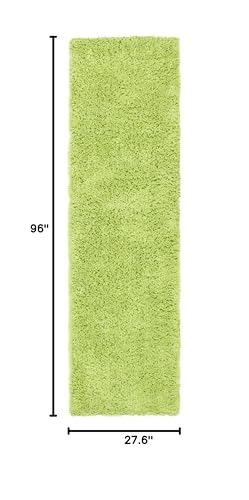 SAFAVIEH Classic Shag Collection Runner Rug - 2'3" x 8', Lime, Handmade, 1.75-inch Thick Ideal for High Traffic Areas in Living Room, Bedroom (SG240B)