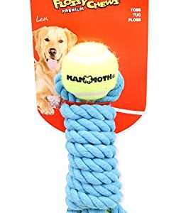 Mammoth Flossy Chews Twister Rope Toy with Tennis Balls – Premium Cotton-Poly Tug Toy for Dogs – Interactive Dog Tug Toy – Rope Dog Toy with Tennis Balls for Small Dogs - Mini 7.5" - Assorted Colors