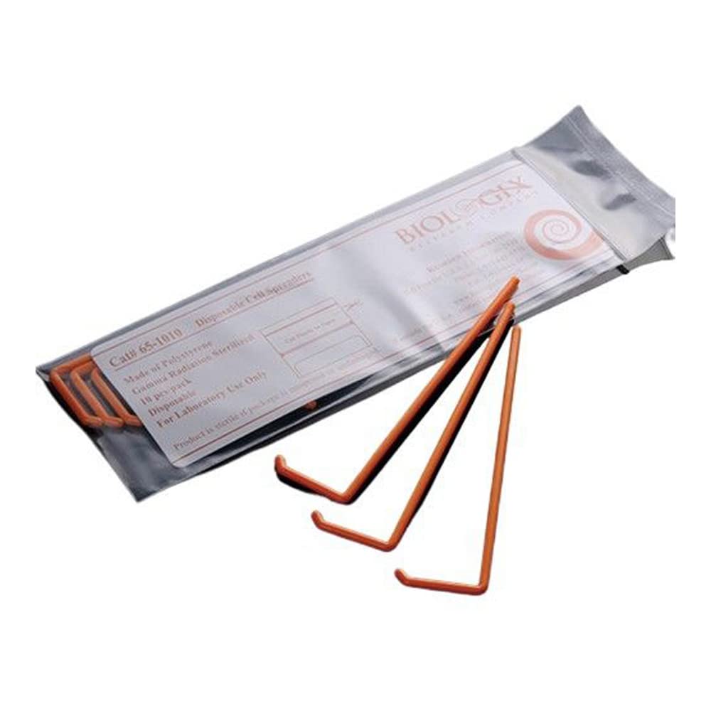 Biologix 65-1010 Polystyrene Orange Sterile L-Shaped Cell Spreader, in Zip-Seal Bag (Case of 500)