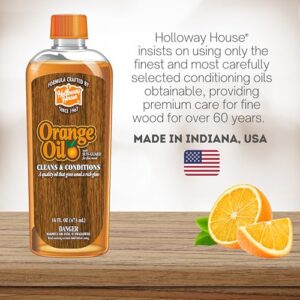 Holloway House Orange Oil Cleaner 16oz w/ Sun-Guard for Fine Wood, Cleans & Conditions, Removes Soap Scum from Shower Doors, Stainless, Tile & Sinks, Natural Oil that gives wood a Rich Glow