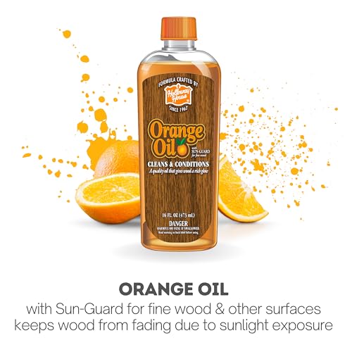 Holloway House Orange Oil Cleaner 16oz w/ Sun-Guard for Fine Wood, Cleans & Conditions, Removes Soap Scum from Shower Doors, Stainless, Tile & Sinks, Natural Oil that gives wood a Rich Glow