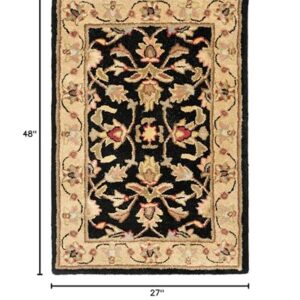 SAFAVIEH Heritage Collection Accent Rug - 2'3" x 4', Black & Beige, Handmade Traditional Oriental Wool, Ideal for High Traffic Areas in Entryway, Living Room, Bedroom (HG957A)