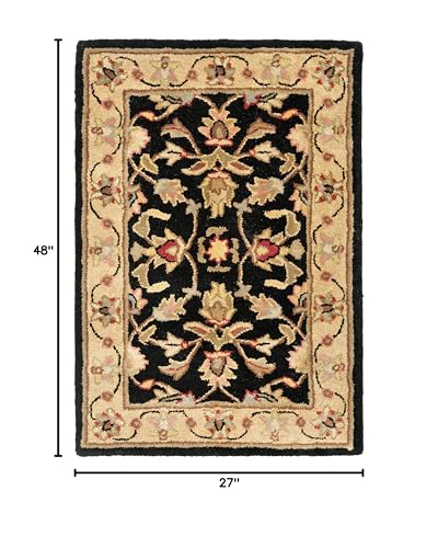 SAFAVIEH Heritage Collection Accent Rug - 2'3" x 4', Black & Beige, Handmade Traditional Oriental Wool, Ideal for High Traffic Areas in Entryway, Living Room, Bedroom (HG957A)